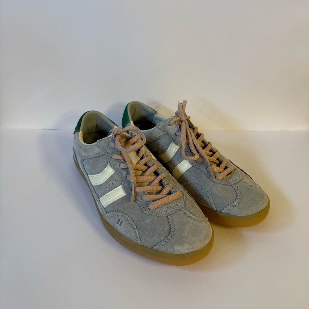 Coolway Suede Sneakers in Light Gray with White Stripes